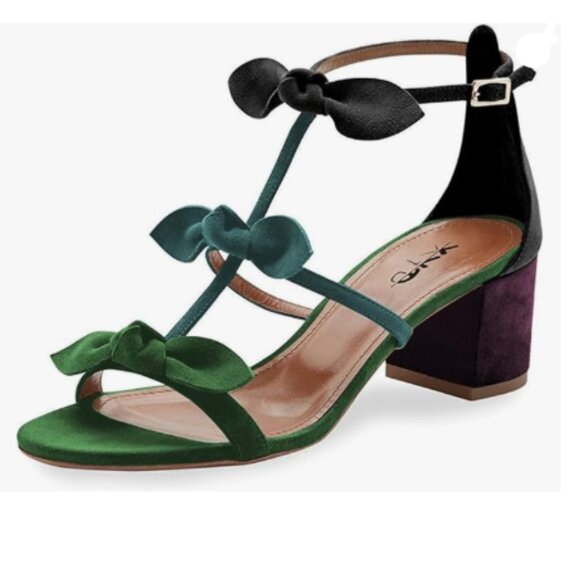 XYD Multicolor Chunky Heels Open Toe Sandals Multi Bows Gladiator Strappy Shoes - Picture 1 of 8